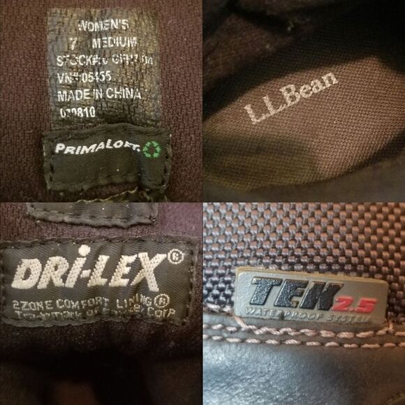 L.L.Bean Tek 2.5 Black Leather Waterproof Hiking PrimaLoft Mid Calf Boots 7 - Picture 9 of 10